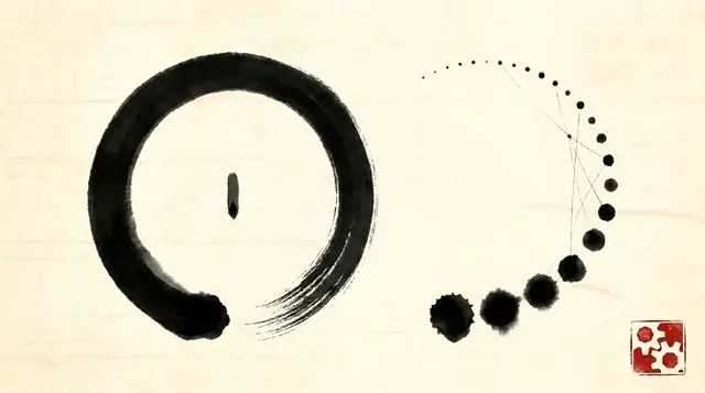 Sumi-e ink illustration representing AI & Innovation — Idea Forge Studios